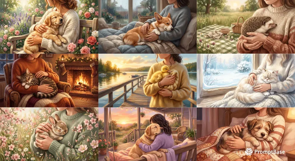 Heartwarming Pet Owner Illustrations