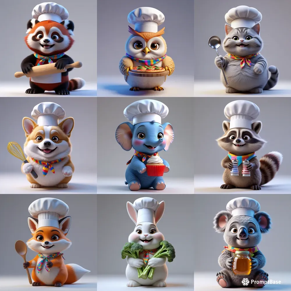 3D Cute Animals Little Masterchefs