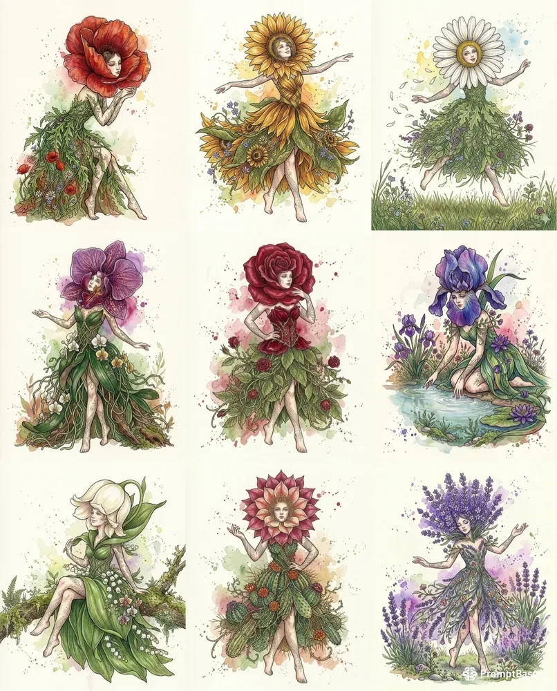 Watercolor Flower Spirits Art Generator