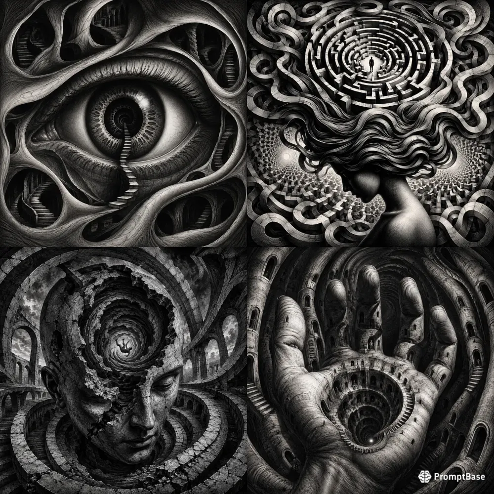 Surreal Monochrome Optical Illusions