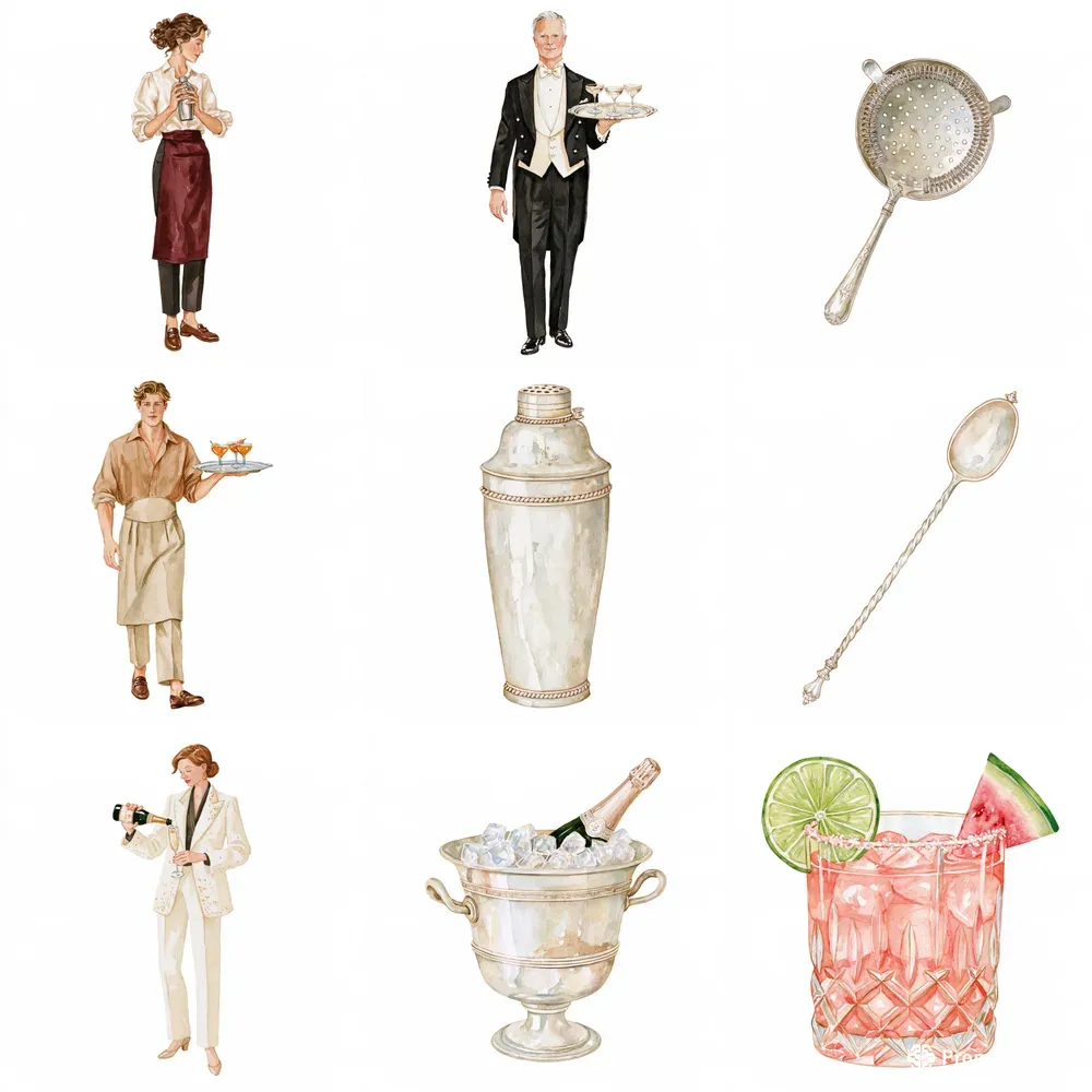 Grand Hotel Watercolor Cliparts