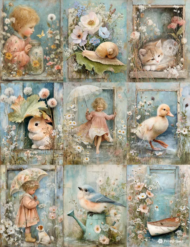 Dreamy Rainy Day Junk Journal Wall Art