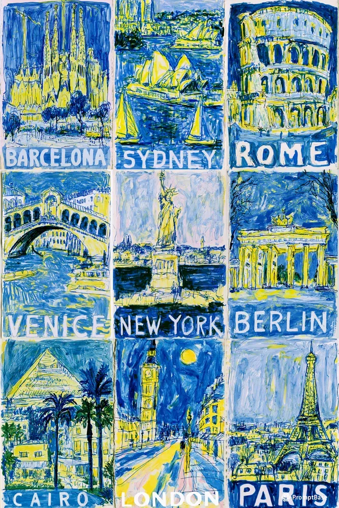Expressive Handdrawn Travel Posters
