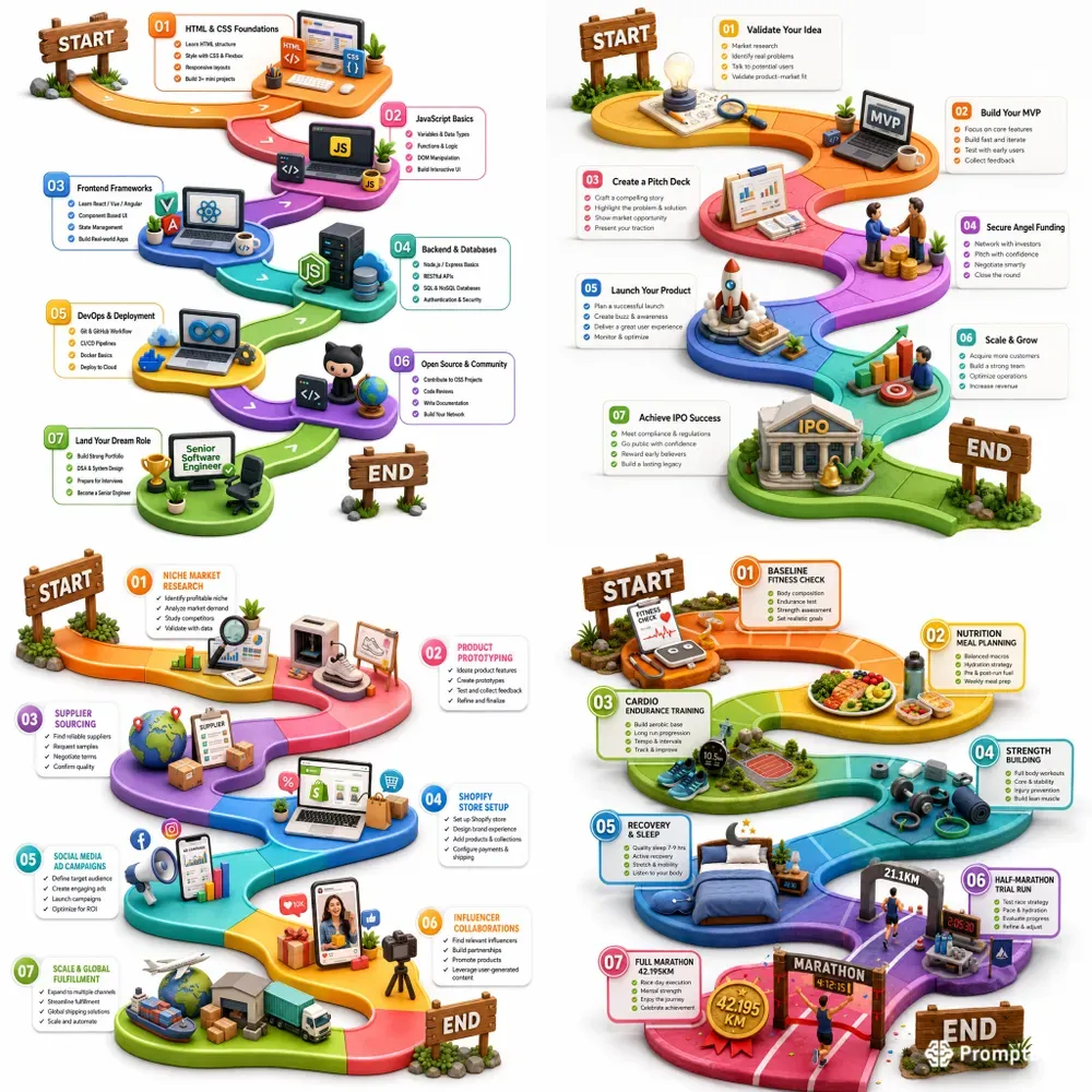 3D Isometric Roadmap Infographics