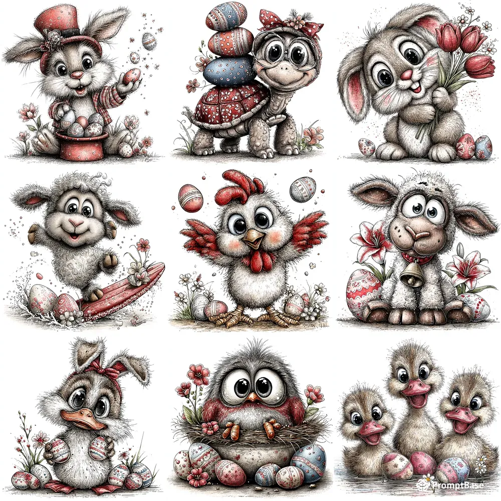 Easter Animal Watercolor Clipart Packs