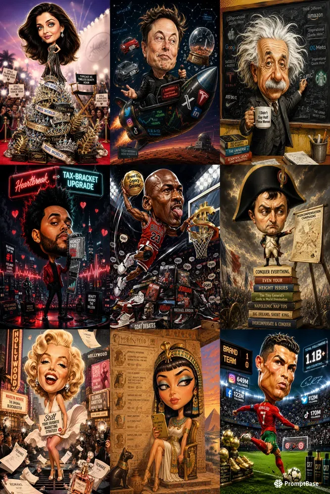 Cinematic Famous People Caricatures