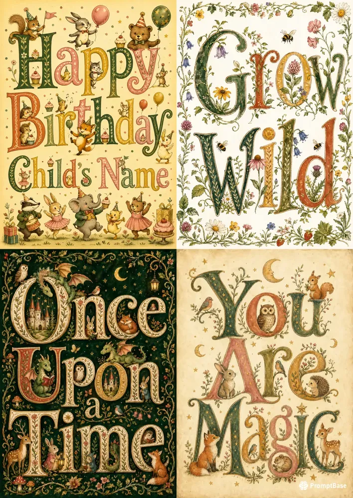 Childrens Storybook Typography Posters