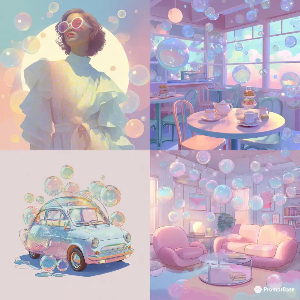 Whimsical Retro Bubblecore Style Illustrations
