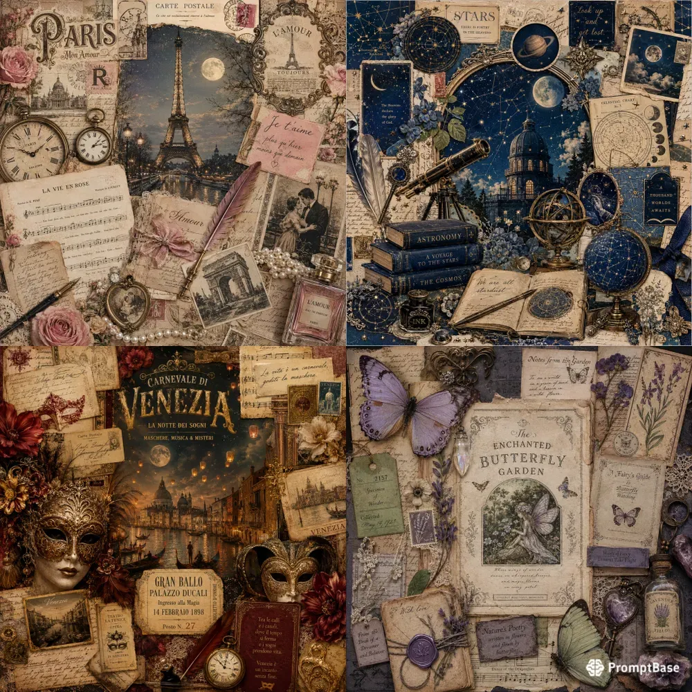 Vintage Dreamscape Collage Posters