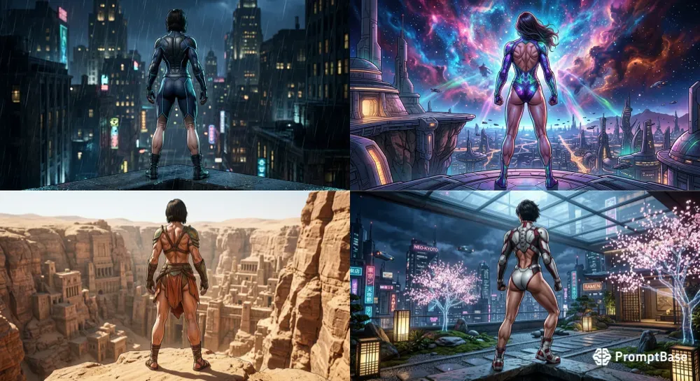 Realistic Comic Heroines Back View