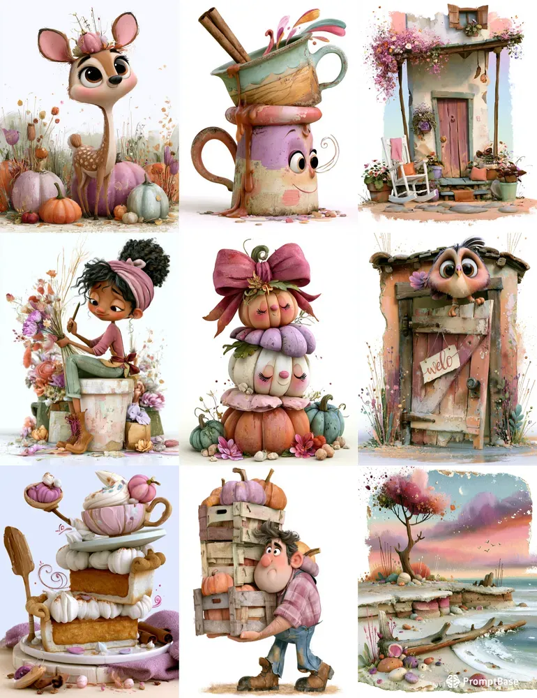 Farmhouse Pumpkin Decor Clipart Prints