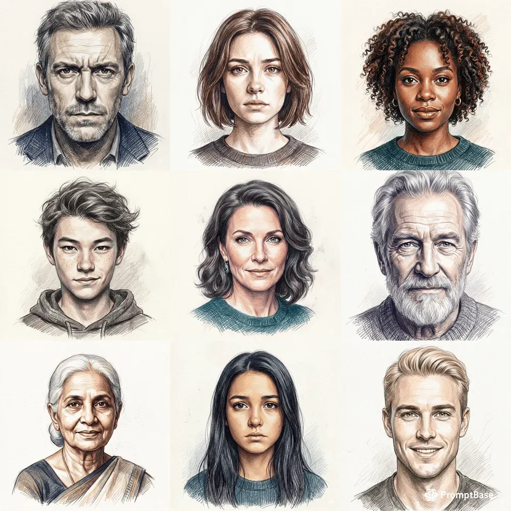 Colored Pencil Portrait Sketches