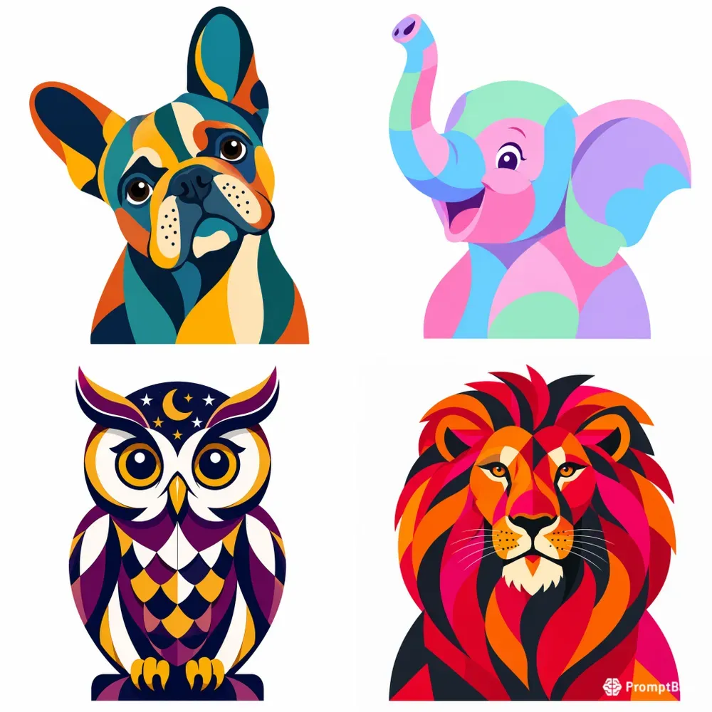 Geometric Color Block Animals