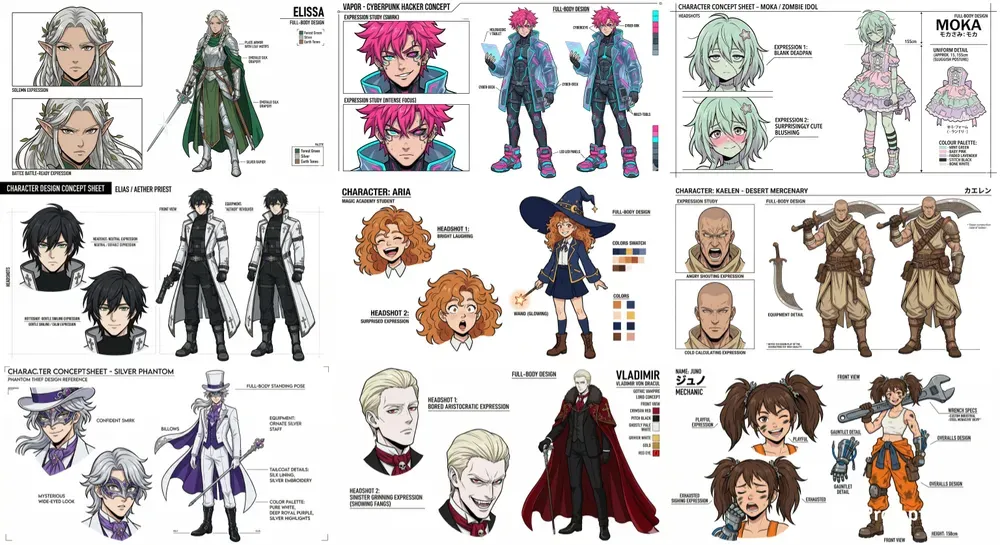 Anime Character Concept Sheets