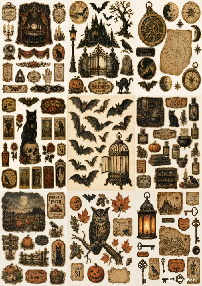 Antique Halloween Scrapbook Ephemera