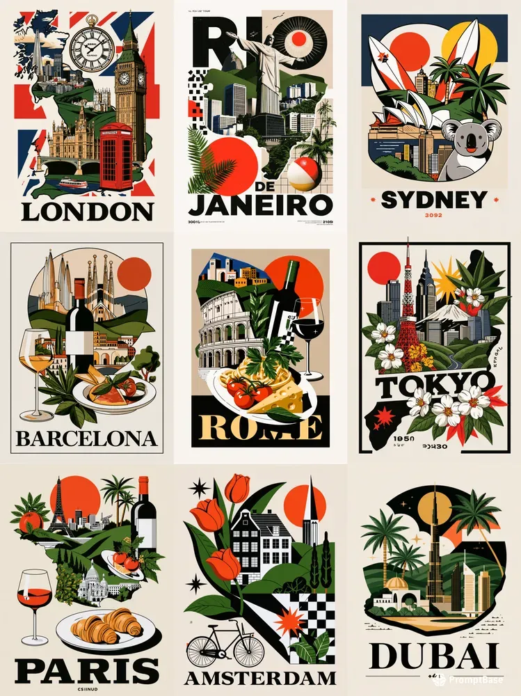 Vector Tour Poster City Illustrations