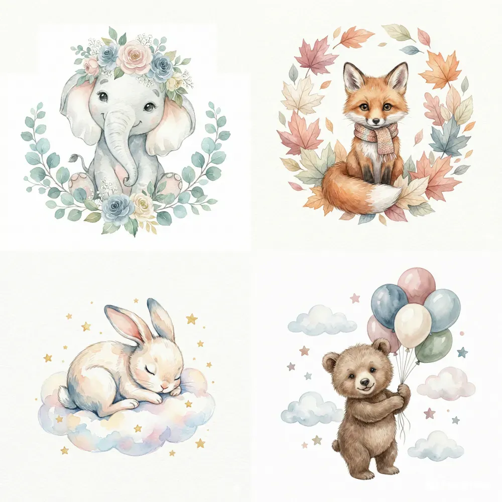 Whimsical Watercolor Boho Clipart