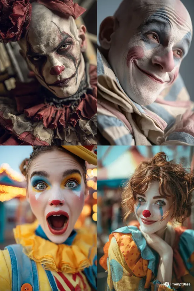 Expressive Clown Portraits