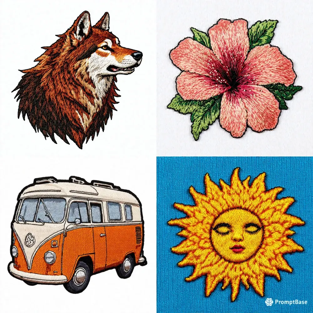 Embroidery Style Patch Designs