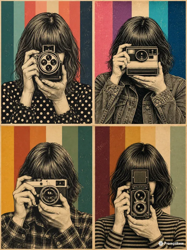 Vintage Camera Engraved Illustrations