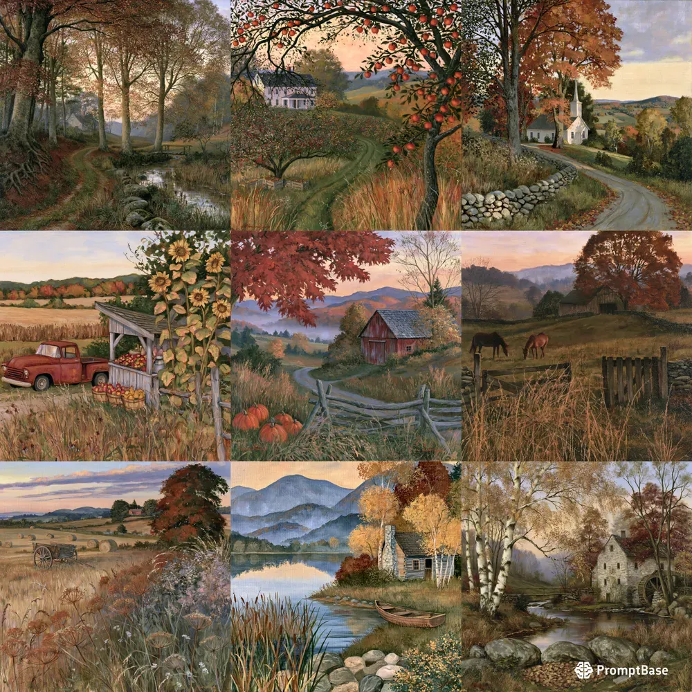 Rustic Autumn Countryside Landscapes