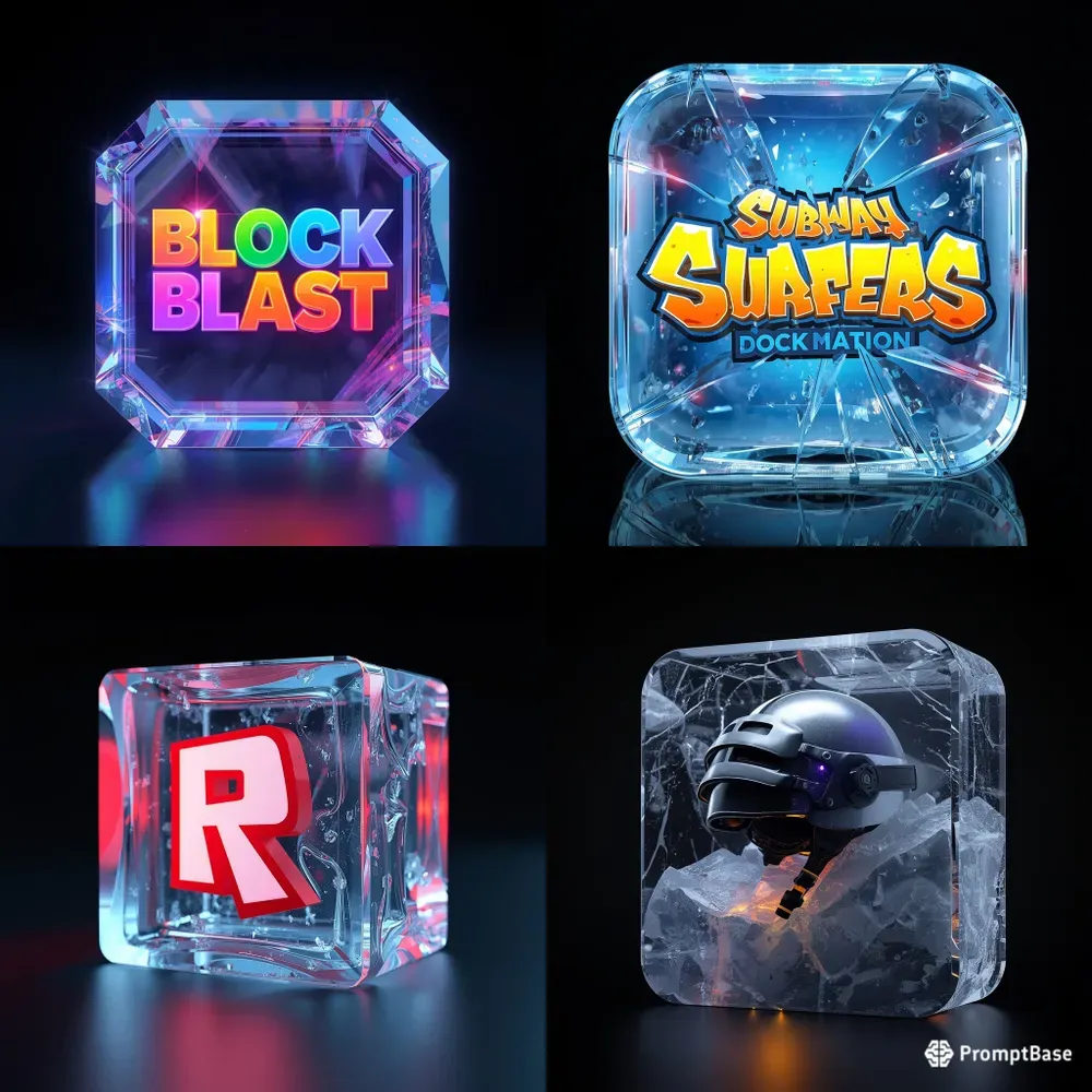 3D Ice Glacier Mobile App Logos