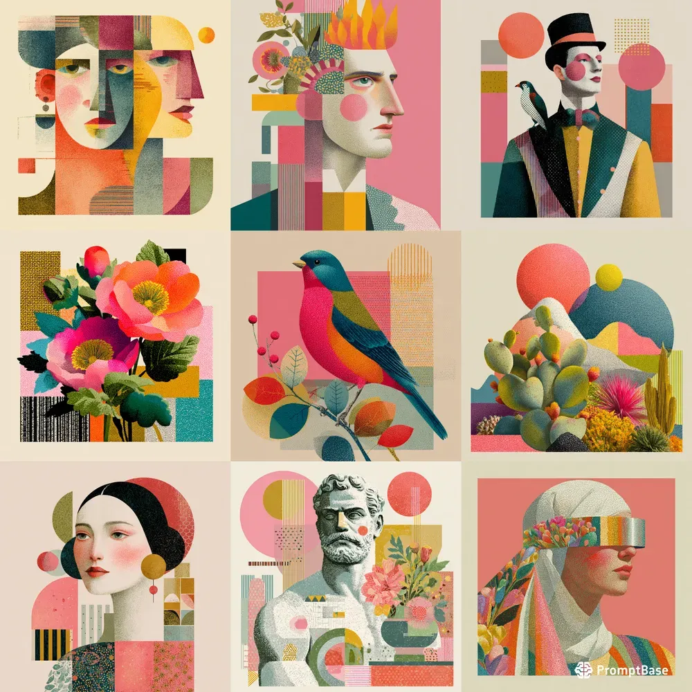 Modern Cubist Retro Portraits