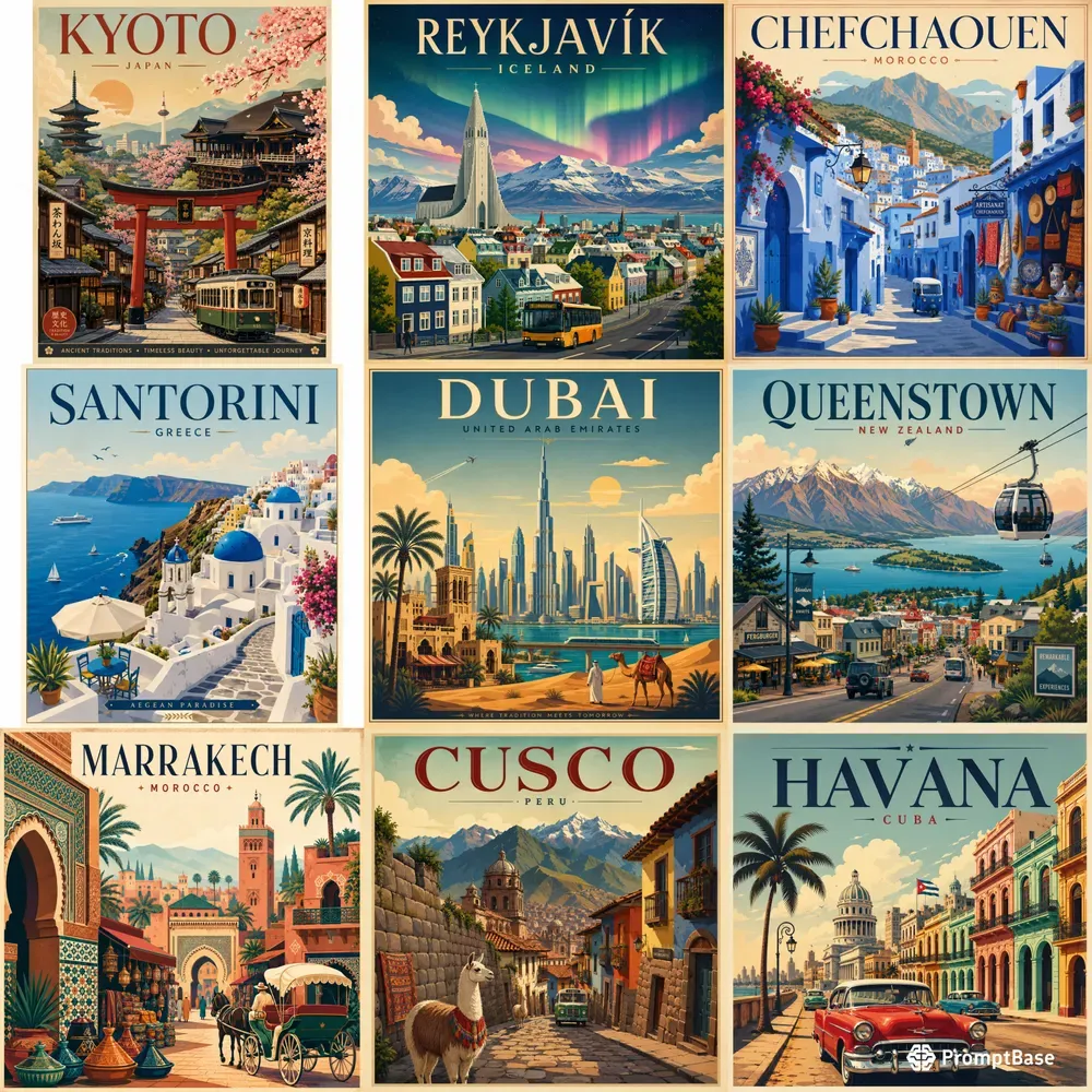 Vintage Travel Poster Collection Packs