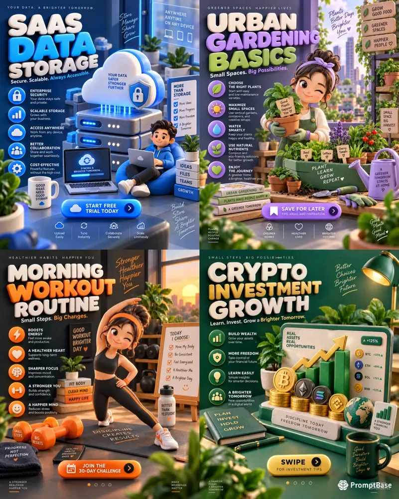 Isometric Clay Instagram Carousel Assets