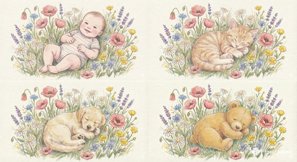 Cute Pastel Crayon Style Illustrations