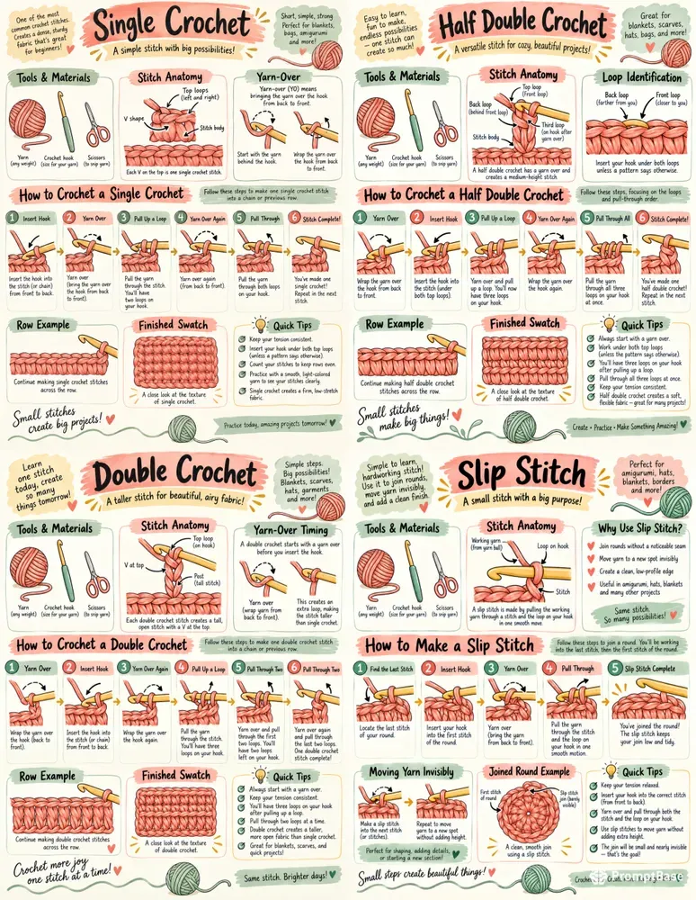Crochet Stitch Visual Guide Infographics