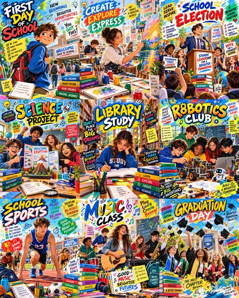 Colorful School Life Posters