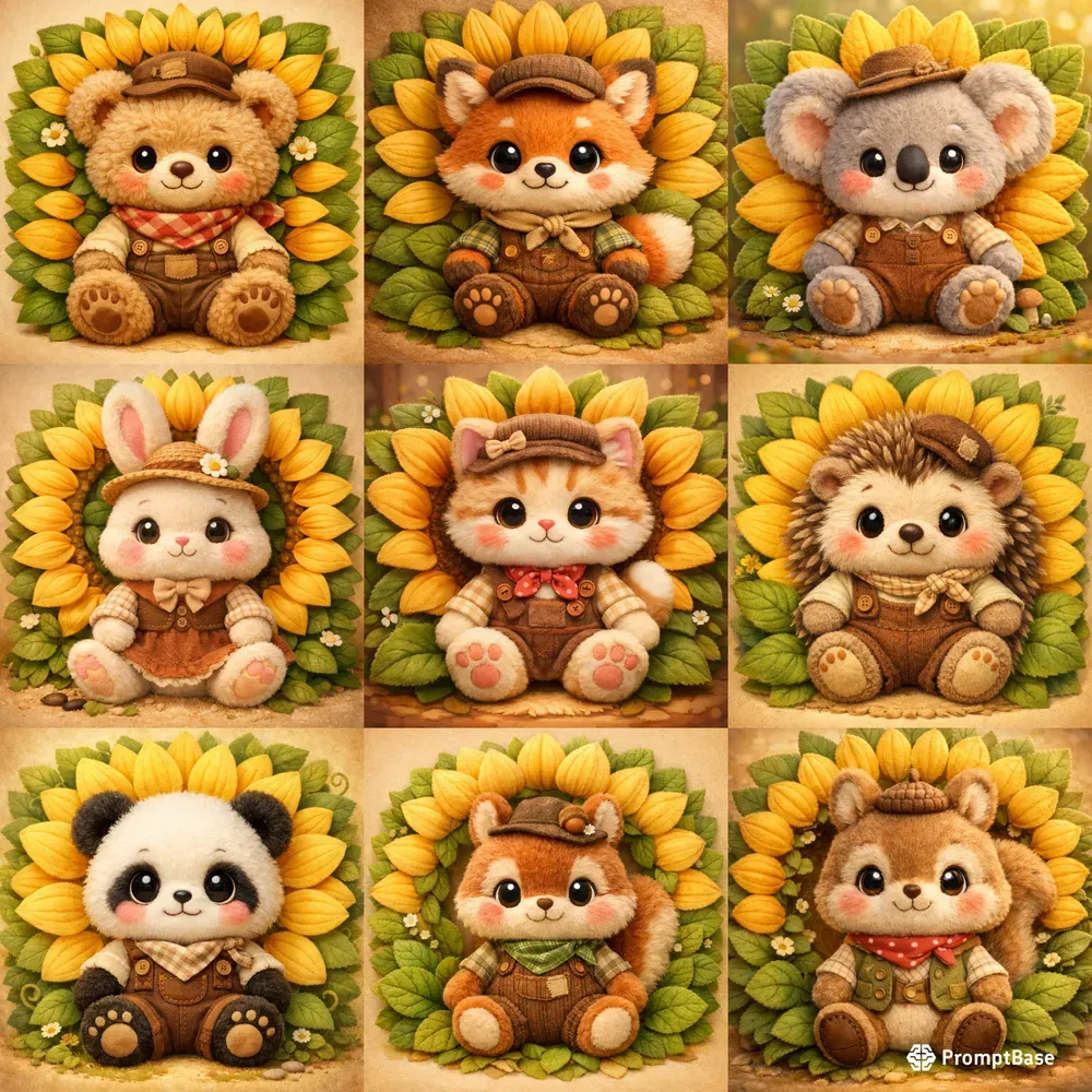 Cute Plush Animals With Floral Crowns