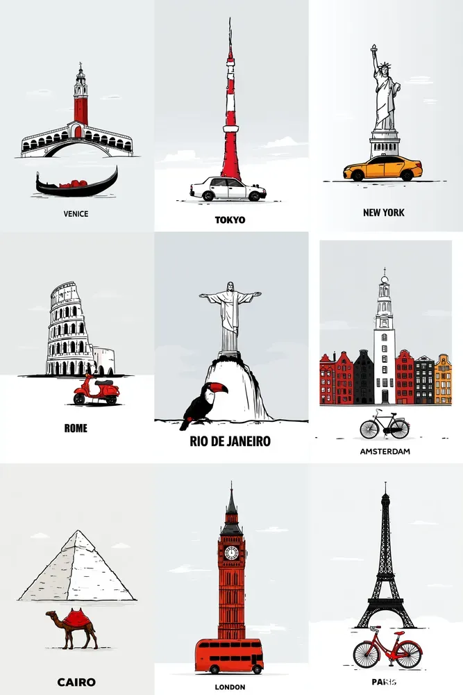 Minimal City Landmark Posters