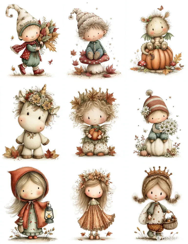 Fairytale Fall Characters Clipart Tshirts
