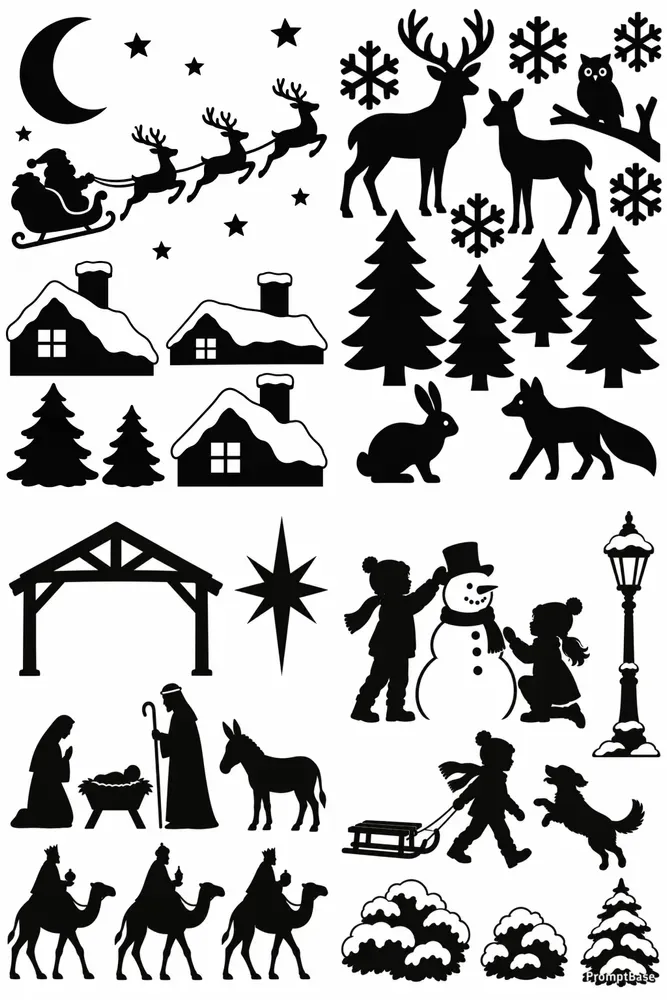 Christmas Window Silhouette Templates
