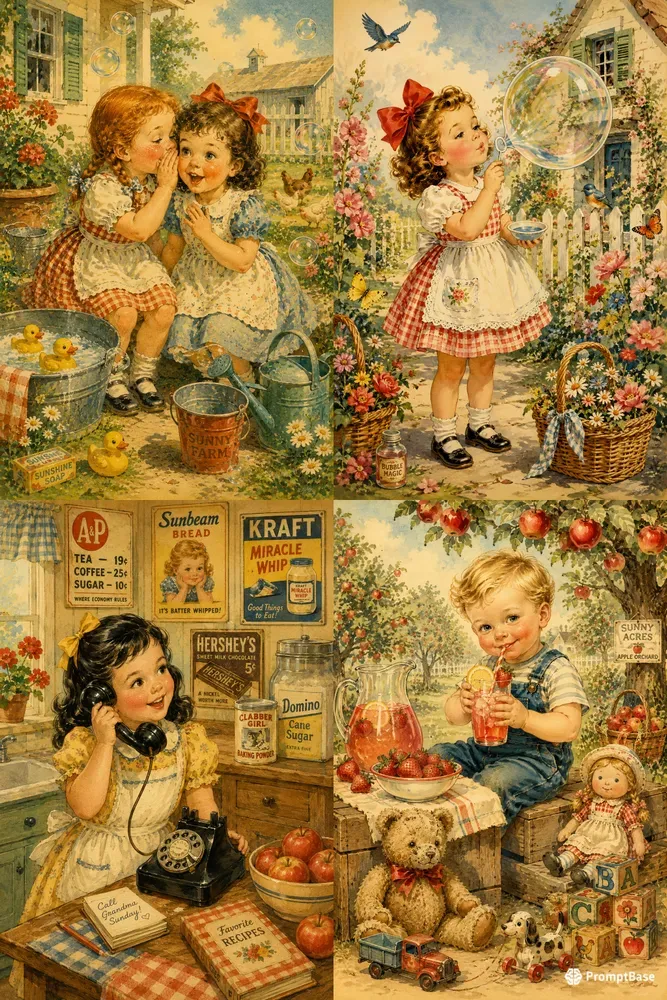 Vintage Childhood Memories Illustrations