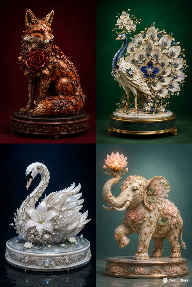 Couture Botanical Animal Sculptures