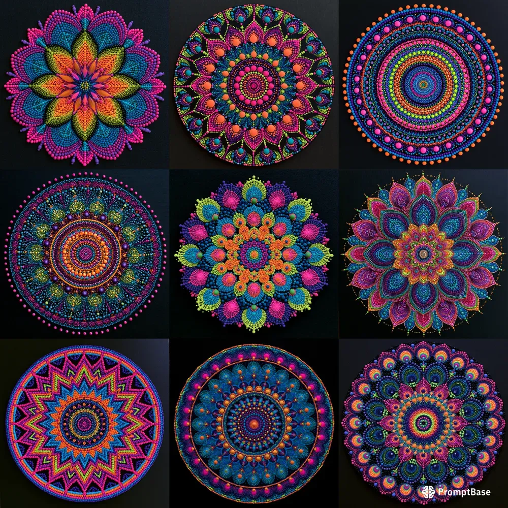 Fluorescent Bead Mandalas