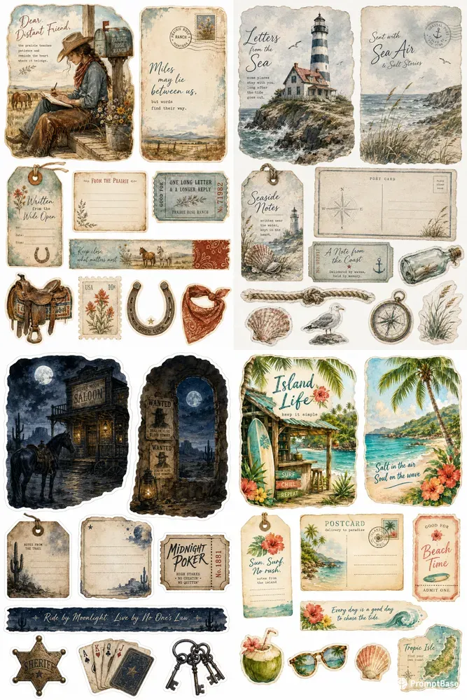 Western Printable Junk Journal Ephemera