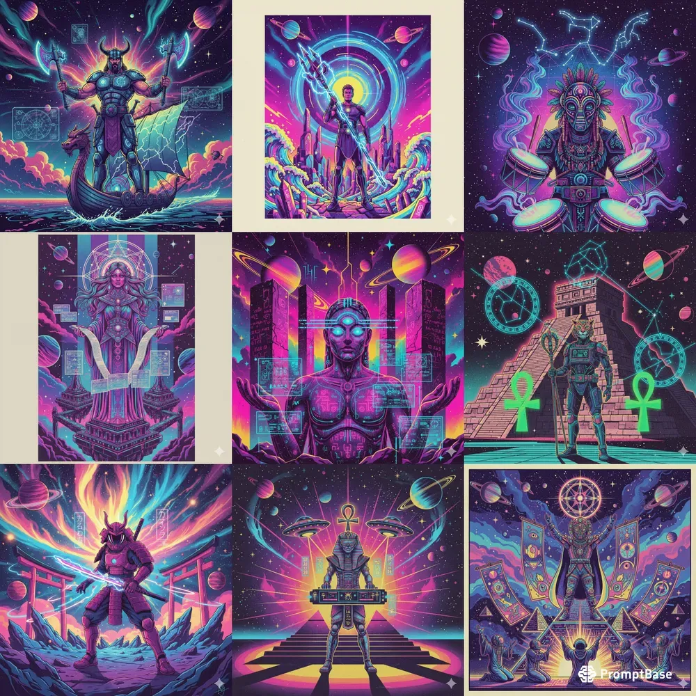 Cosmic Retro Mythology Art Generator