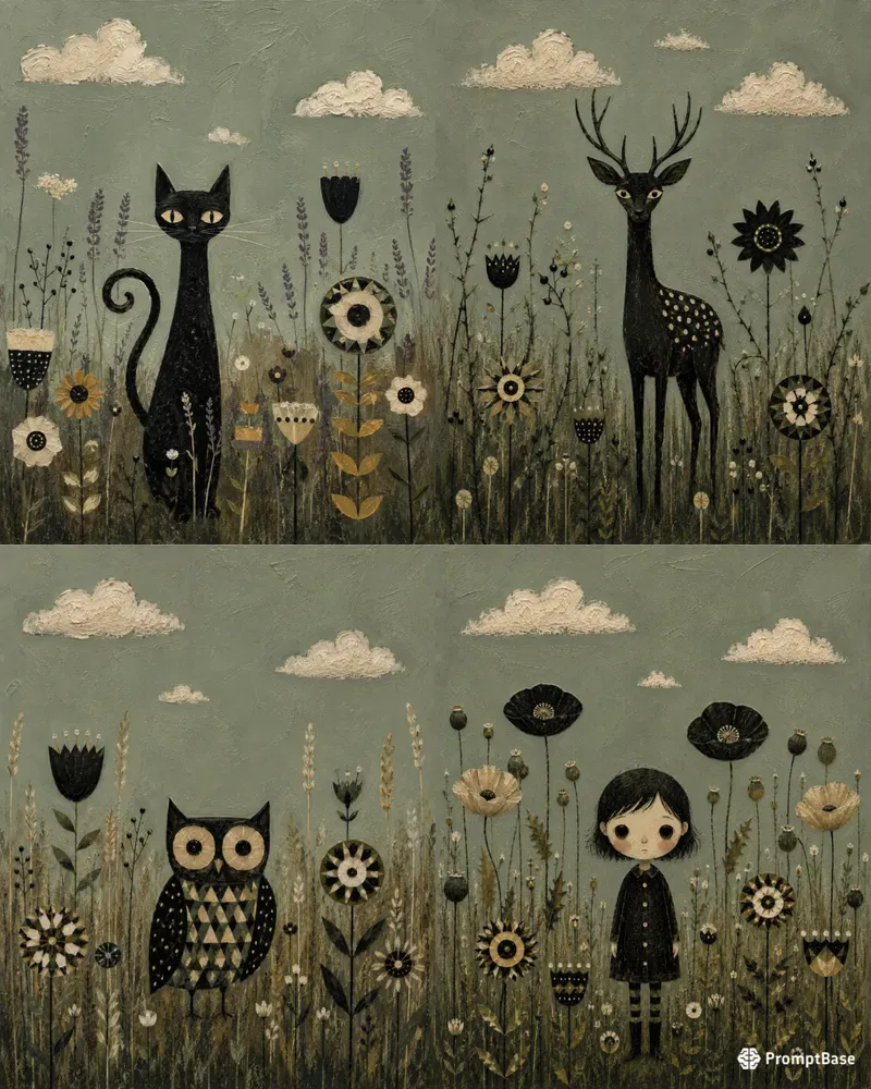Surreal Folk Art Wall Decor Assets