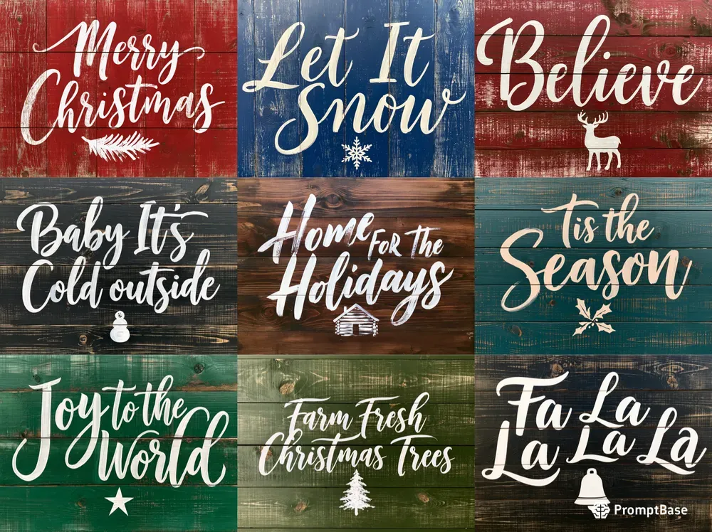 Painted Wood Christmas Farmhouse Signs
