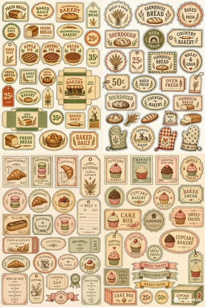 Vintage Bakery Ephemera Cutout Sheets
