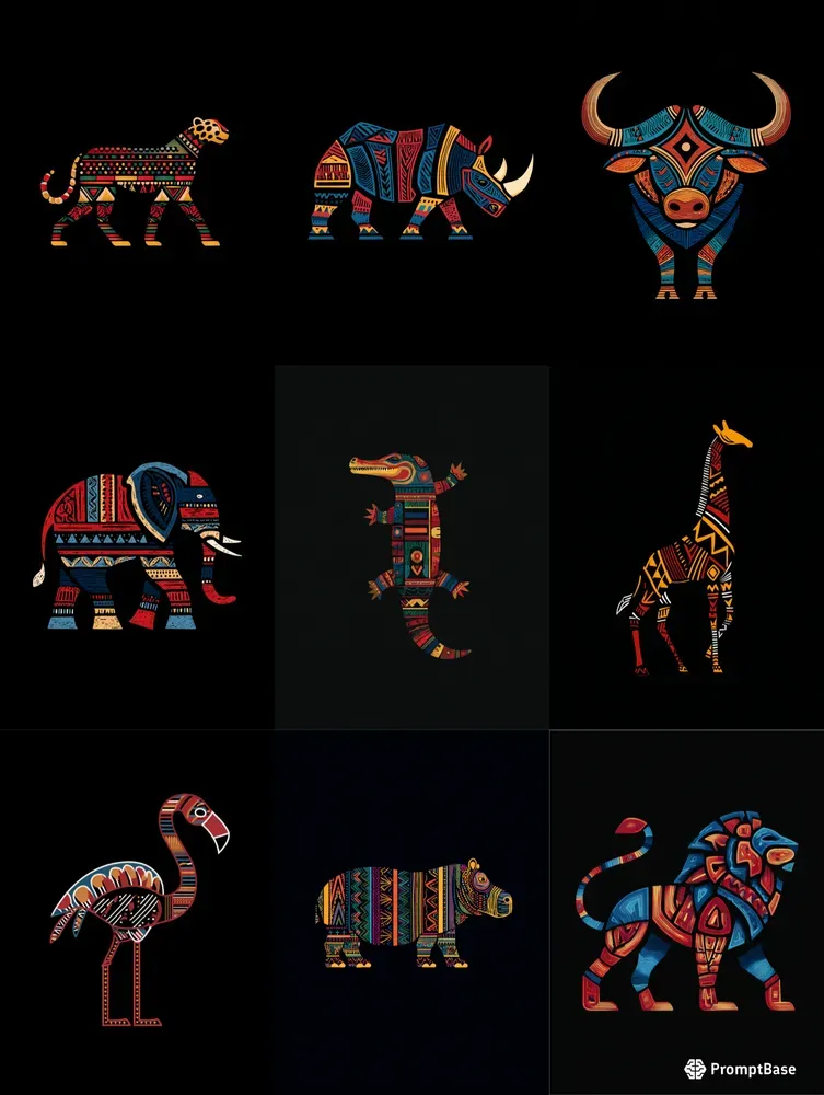 Minimalist Tribal African Animal Logos