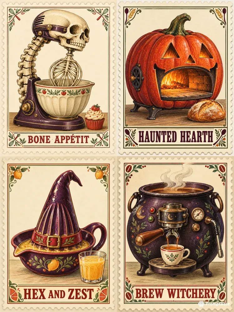 Halloween Kitchen Postage Stamps