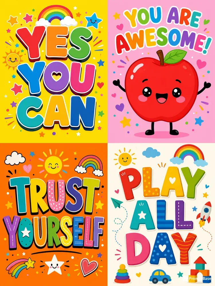 Colorful Kids Playroom Wall Art Posters