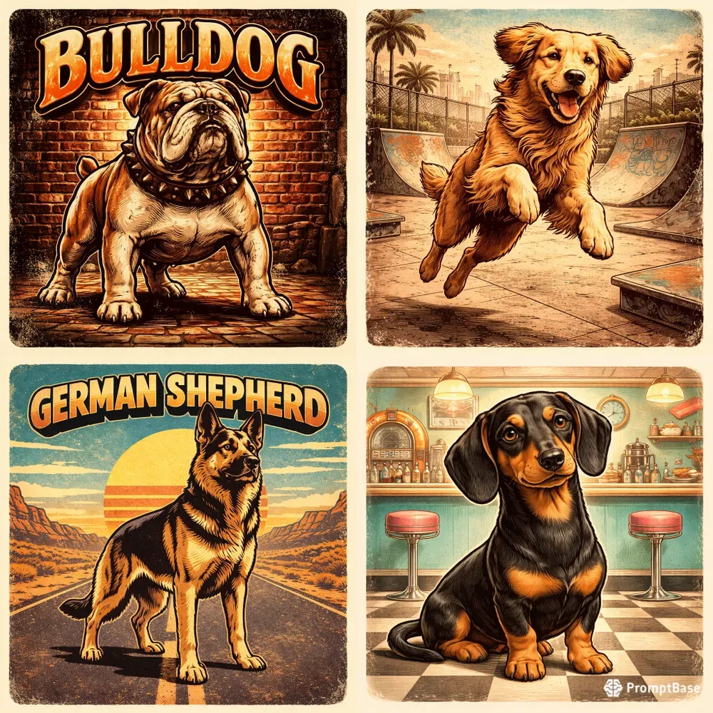 Vintage Retro Dog Tshirt Designs