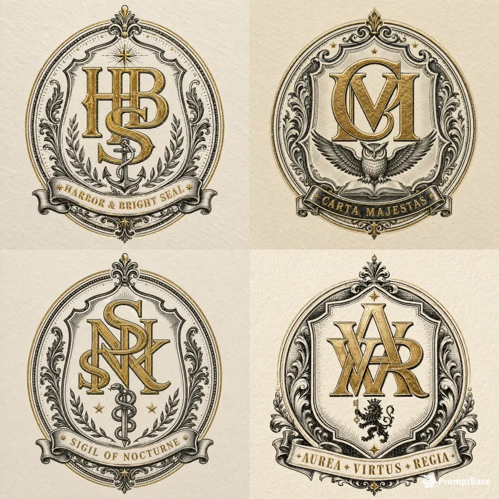 Vintage Foil Woodcut Monograms