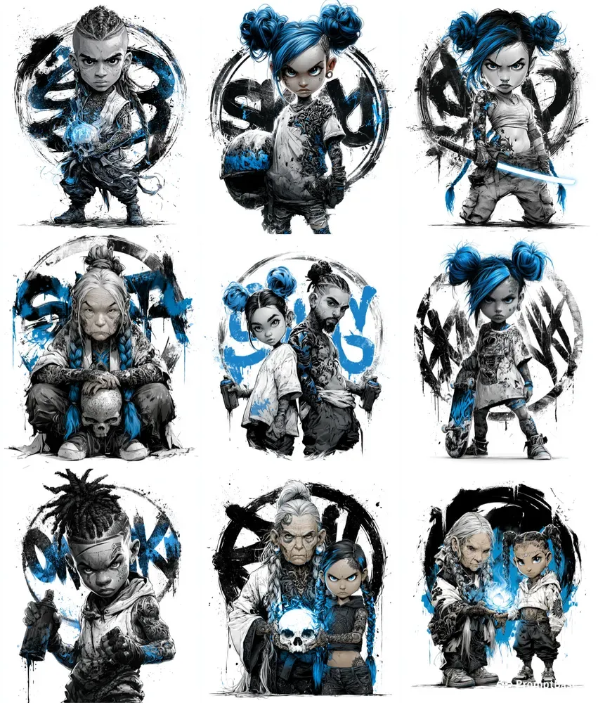 Tattooed Chibi Street Characters